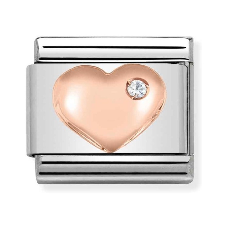 Nomination Composable Classic Charm Herz - Edelstahl, roségoldfarben, Zirkonia