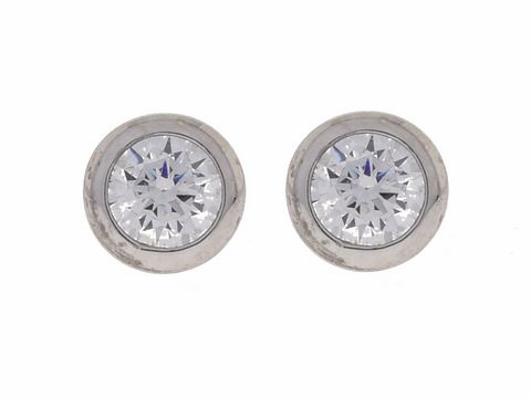 Silber Ohrringe in Kreisform, rhodiniert mit klaren Zirkonia, klassisches Design, Hersteller Juwelier Harnisch, ideal für jeden Anlass.