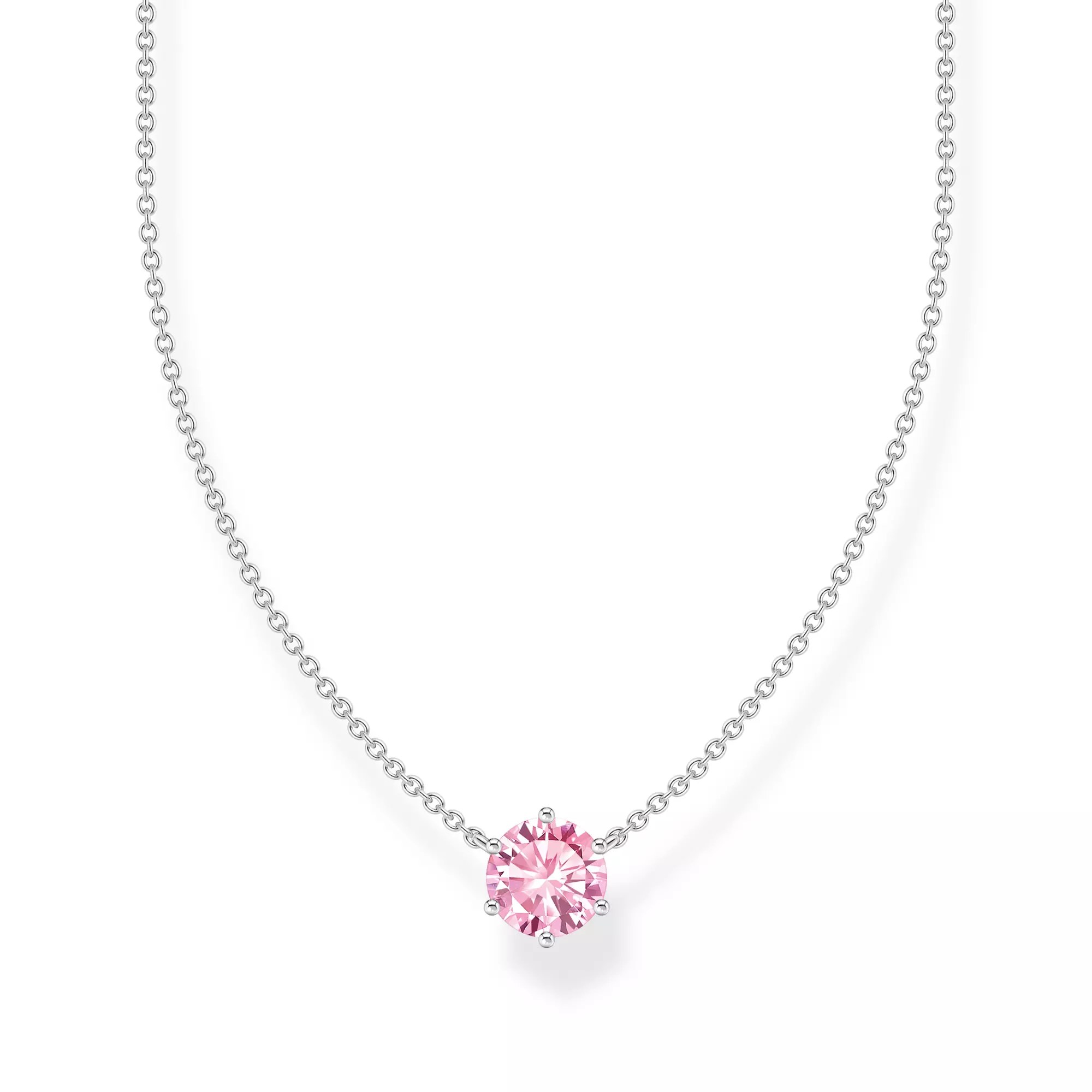 Thomas Sabo Essentials Kette - großem Zirkonia - Silber & Zirkonia - Rosa-Pink - 40 bis 45 cm