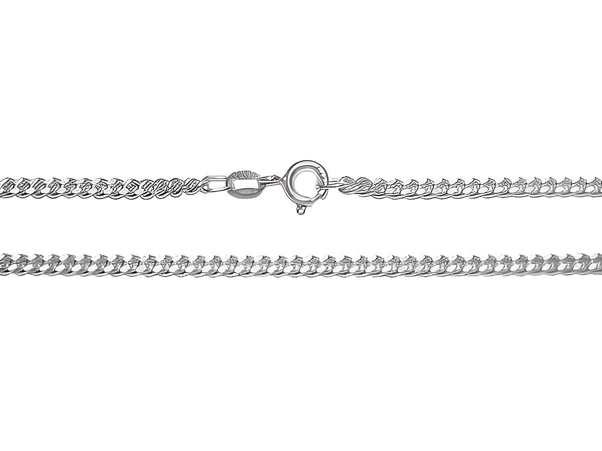 Panzerkette 75 cm 925 Sterling Silber rhodiniert 1,6 mm, glänzende Oberfläche mit Karabinerverschluss, Hersteller Juwelier Harnisch, zeitloses Design für jeden Anlass.