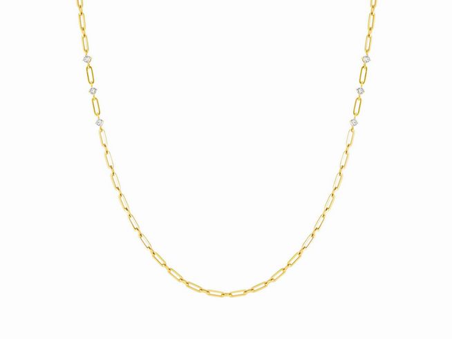 Kette von Nomination ChainsOfStyle aus goldfarbenem Edelstahl mit weißen Zirkonia, Länge 95 cm, elegantes Design für stilvolle Akzente.