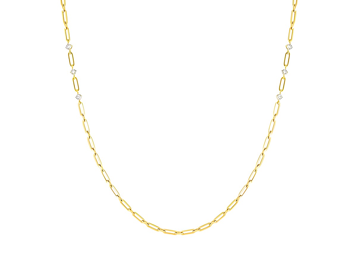 Kette von Nomination ChainsOfStyle aus goldfarbenem Edelstahl mit weißen Zirkonia, Länge 95 cm, elegantes Design für stilvolle Akzente.
