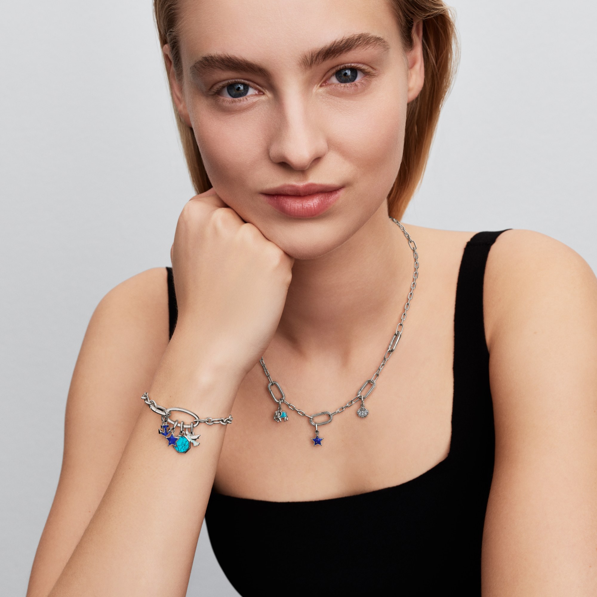 Pandora ME - Anker Mini-Dangle-charm - Silber - synth. Lapislazuli - Blau – Ansicht 2