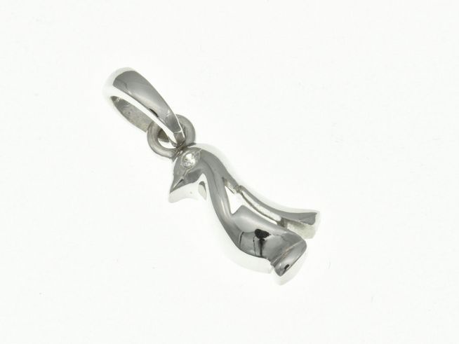 Pinguin Anhänger aus rhodiniertem Sterling Silber mit Zirkonia, geeignet für Kinder, Hersteller: Juwelier Harnisch, der Anhänger zeigt ein modernes Pinguin-Design.