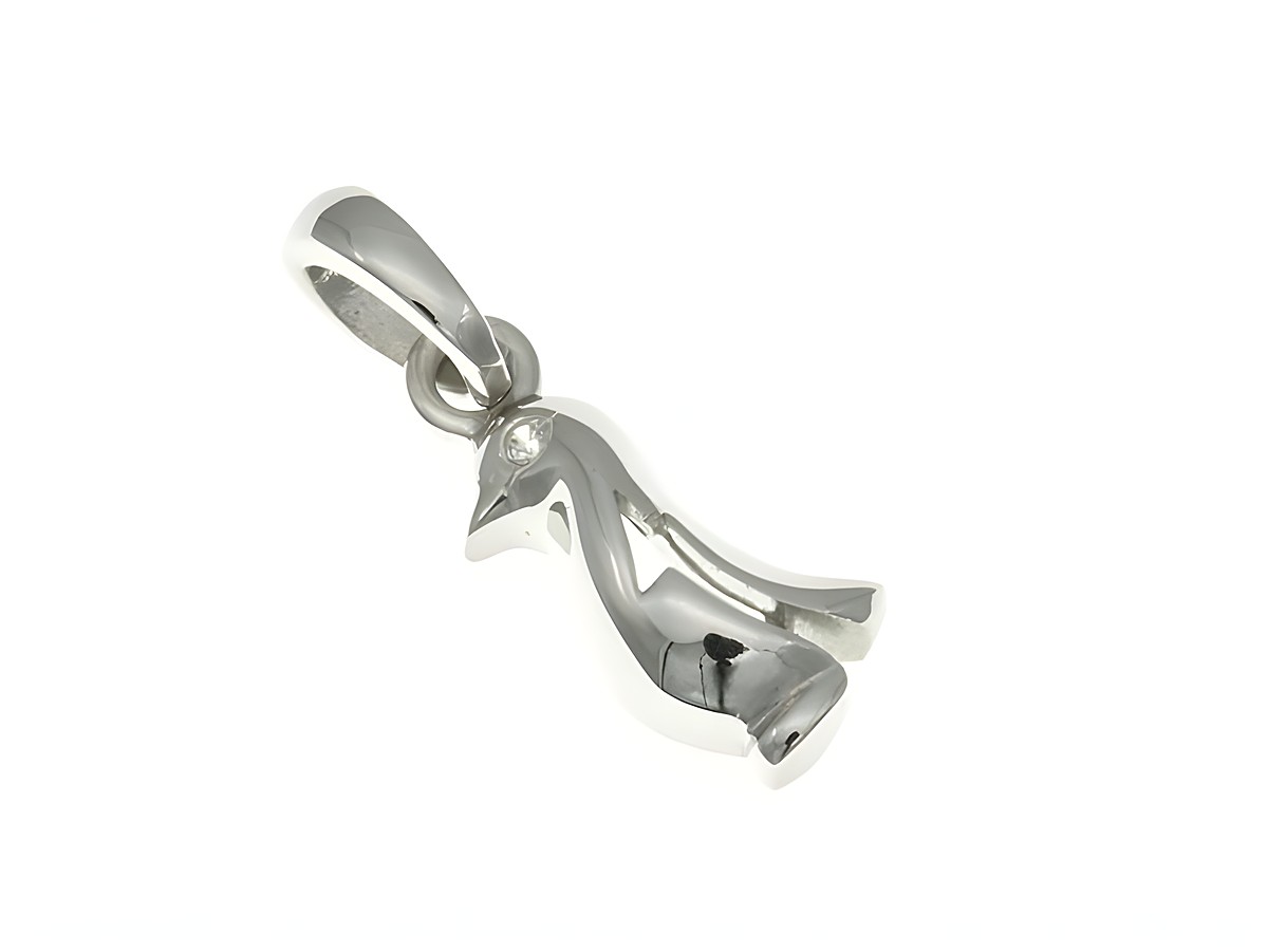 Pinguin Anhänger aus rhodiniertem Sterling Silber mit Zirkonia, geeignet für Kinder, Hersteller: Juwelier Harnisch, der Anhänger zeigt ein modernes Pinguin-Design.