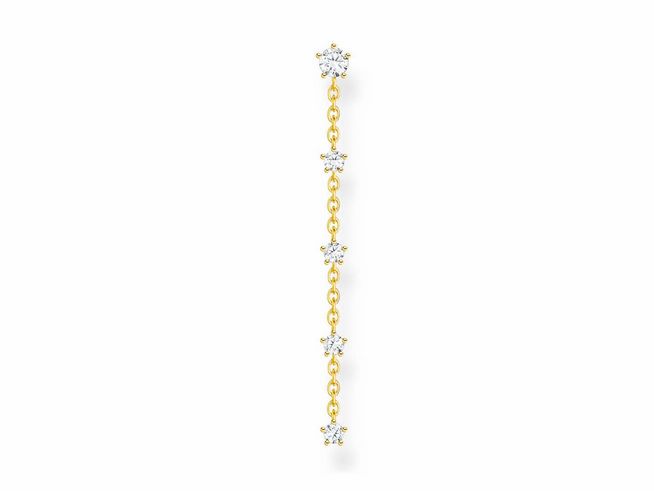 Thomas Sabo Ohrring aus Sterling Silber mit vergoldeter Oberfläche, besetzt mit weißen Zirkonia-Steinen in Sternform, elegantes Design für modischen Ohrschmuck.