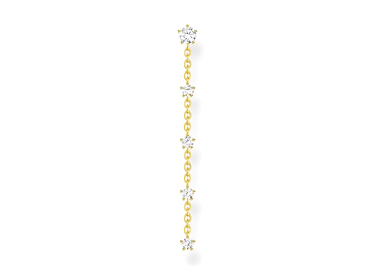Thomas Sabo Ohrring aus Sterling Silber mit vergoldeter Oberfläche, besetzt mit weißen Zirkonia-Steinen in Sternform, elegantes Design für modischen Ohrschmuck.