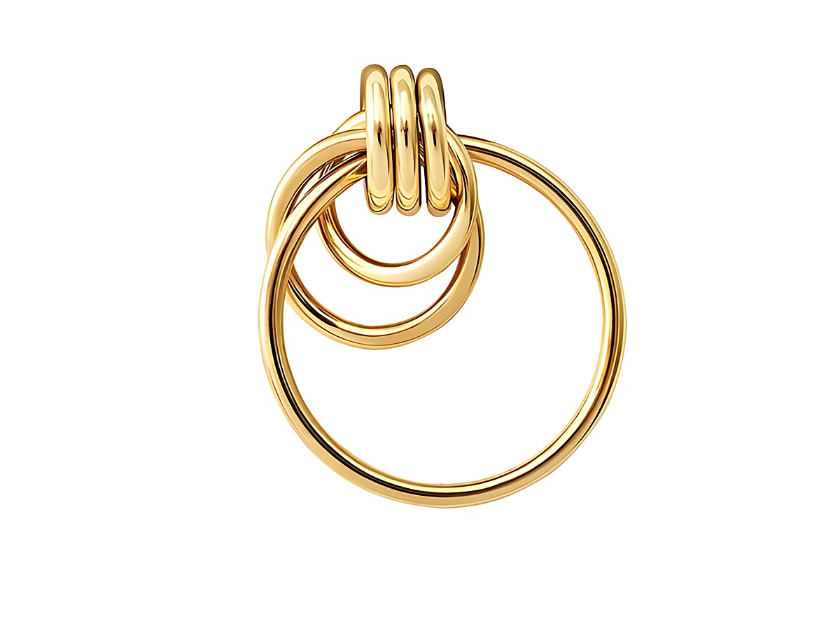 Gelbgold 585 Anhänger von Xenox mit polierter Oberfläche, bestehend aus mehreren ineinander geschlungenen Ringen, elegant und modern im Design, ideal als Schmuckstück.
