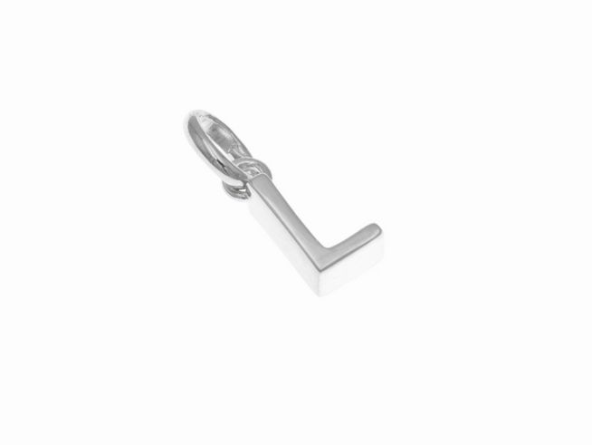 Anhänger aus poliertem Sterling Silber in Form des Buchstabens L, Hersteller Juwelier Harnisch. Ideal als persönliches Schmuckstück oder Geschenk.