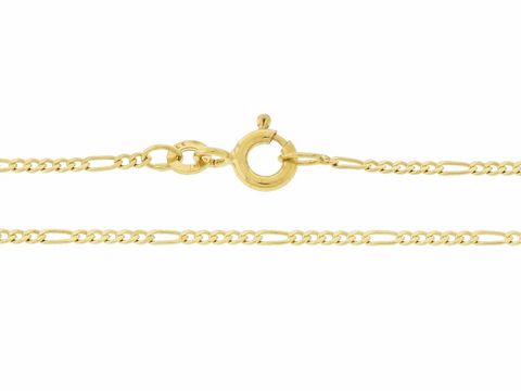 Figarokette 333 Gold mit einer Länge von 40 cm und einer Breite von 1,5 x 0,5 mm mit Federringverschluss, Hersteller Juwelier Harnisch, elegantes Schmuckstück für jeden Anlass.