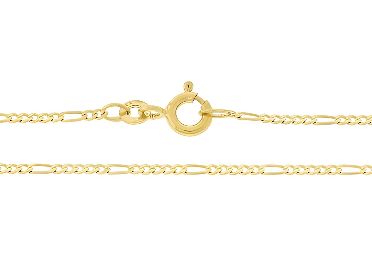 Figarokette 333 Gold mit einer Länge von 40 cm und einer Breite von 1,5 x 0,5 mm mit Federringverschluss, Hersteller Juwelier Harnisch, elegantes Schmuckstück für jeden Anlass.