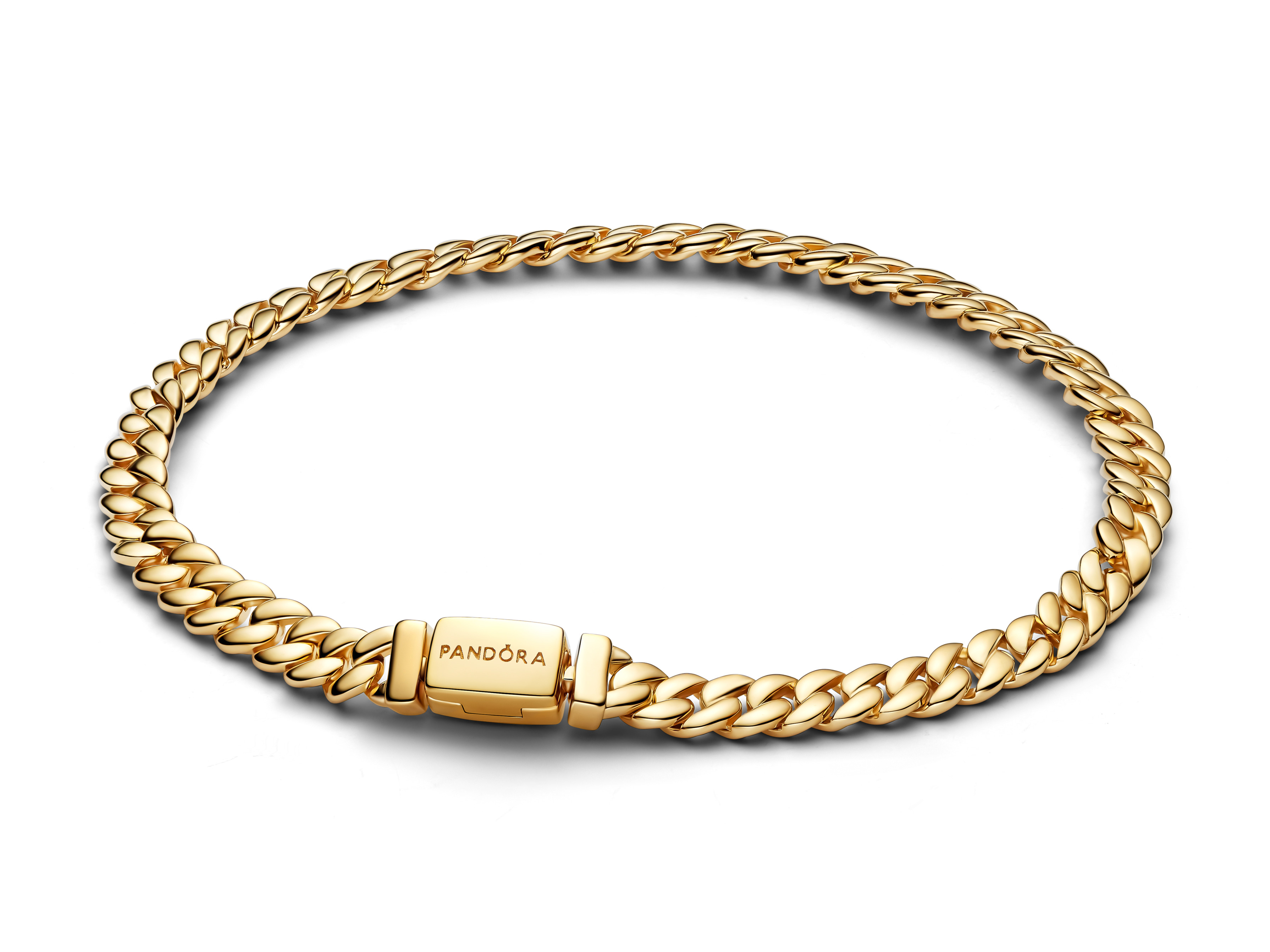 Pandora 564367C00-16 Cuban Kettenarmband in Gelbgold Vergoldung, 16 cm lang, elegantes Design mit klassischem Verschluss, ideal für jede Gelegenheit und ein Must-have für Schmuckliebhaber.
