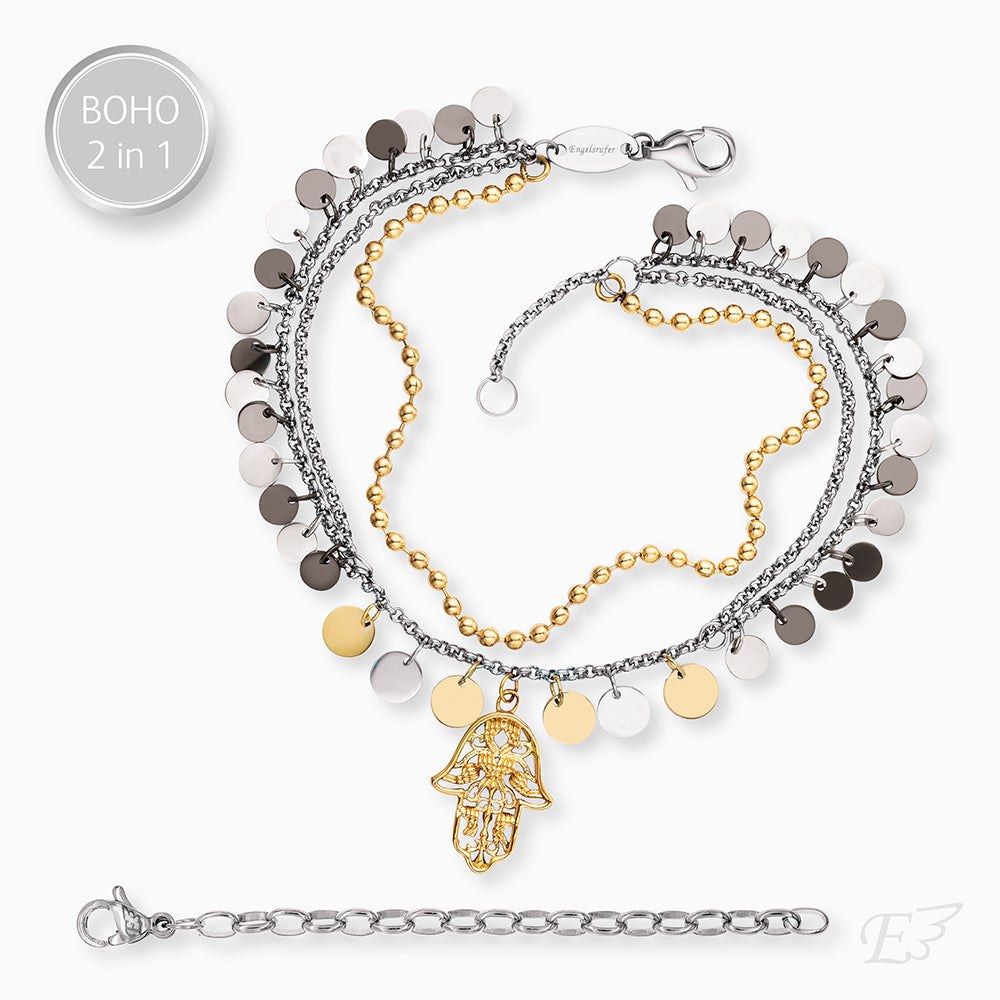 Engelsrufer BOHO Armband Hand Fatimas Bicolor - Edelstahl 17 cm – Ansicht 2