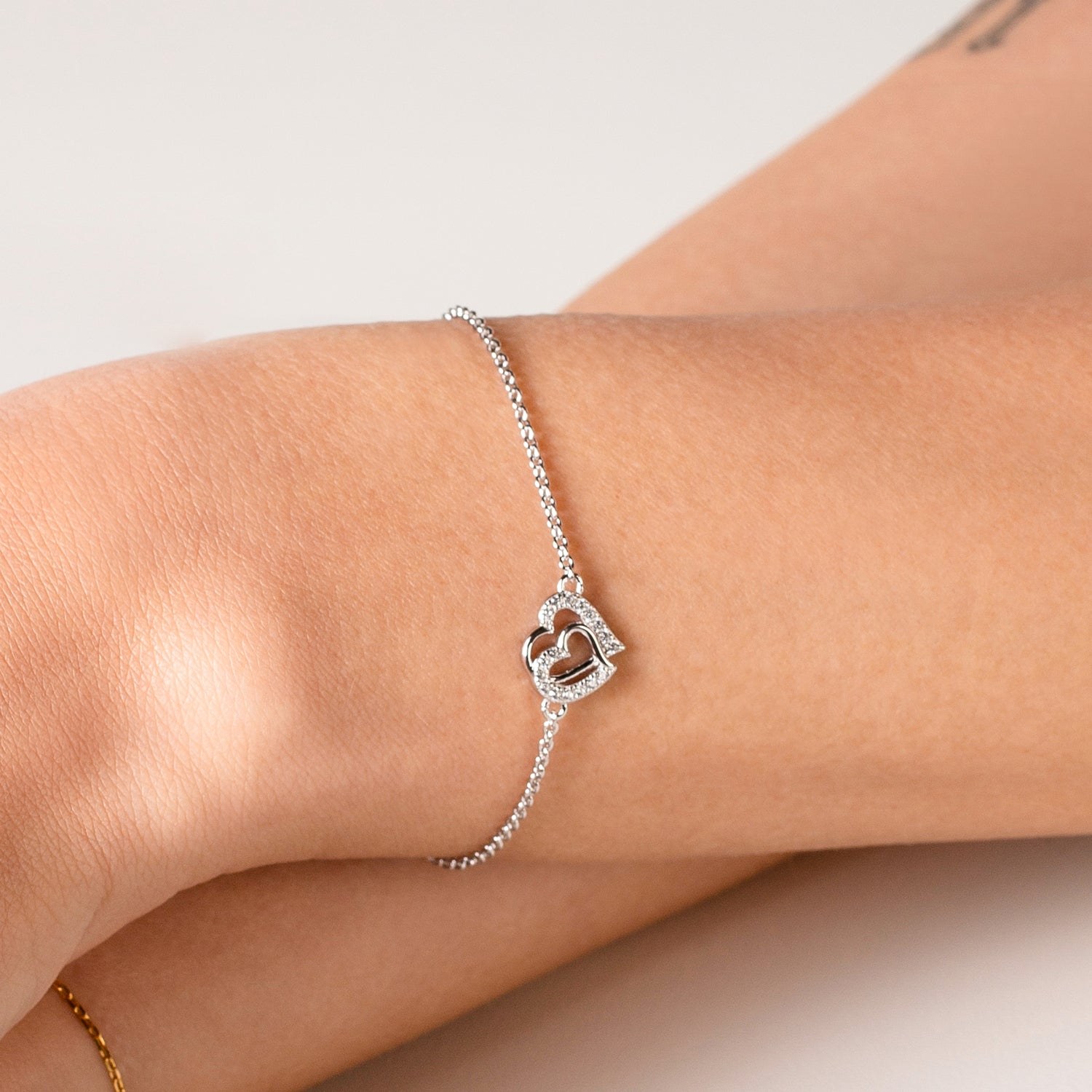 XENOX Armband LOVE STORY - Sterling Silber rosévergoldet - 15-18,5 cm - Herz – Ansicht 3