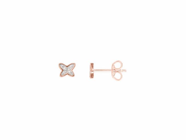 Xenox Sterling Silber Ohrringe XS3501R in Roségold Verg., gestaltet als Schmetterling mit funkelnden Details, idealer Ohrschmuck für jeden Anlass.