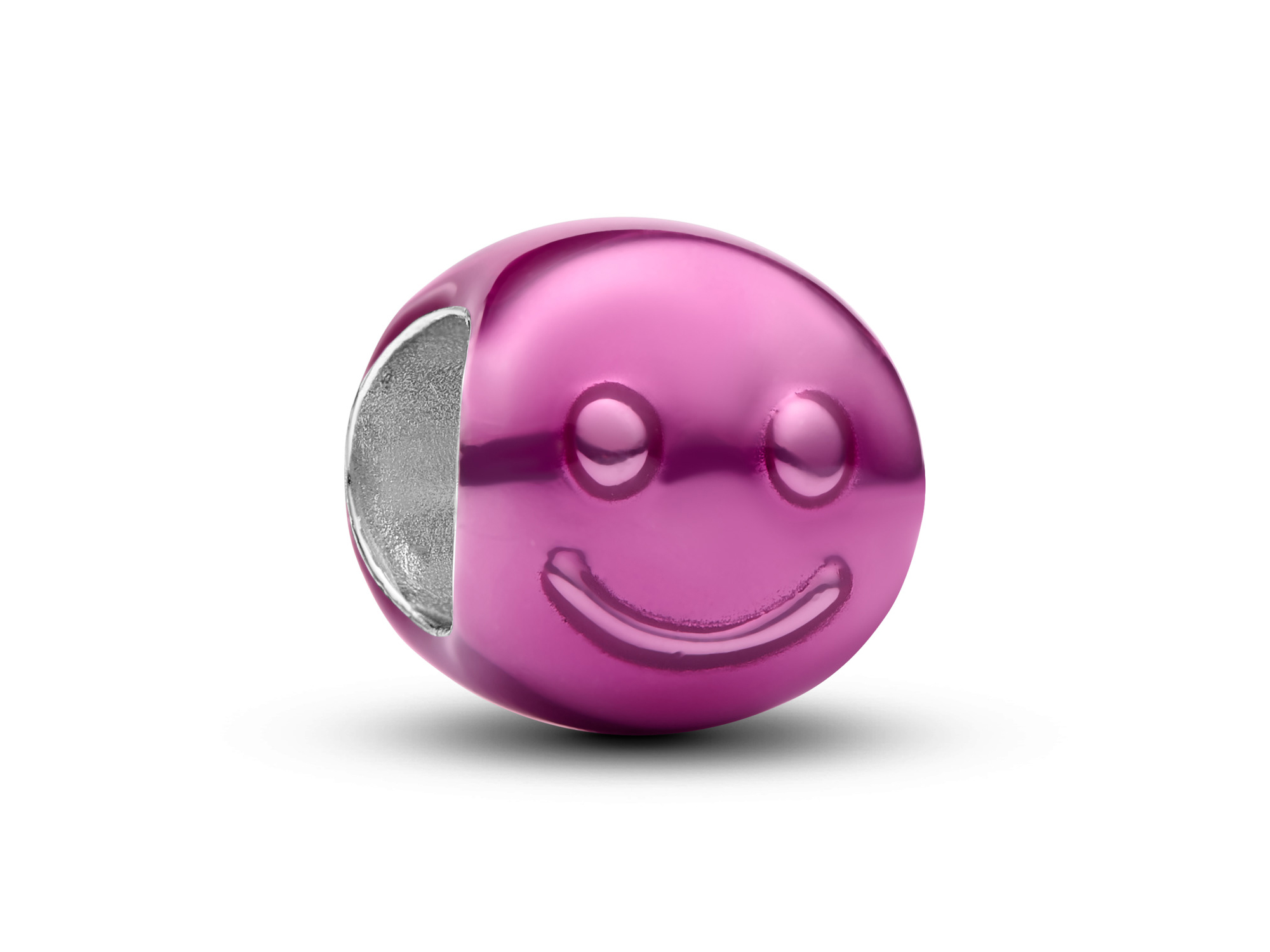 Pandora 794815C01 - Rosafarbenes Glückliches Gesicht Mini-Charm - Sterling Silber - Emaille Pink