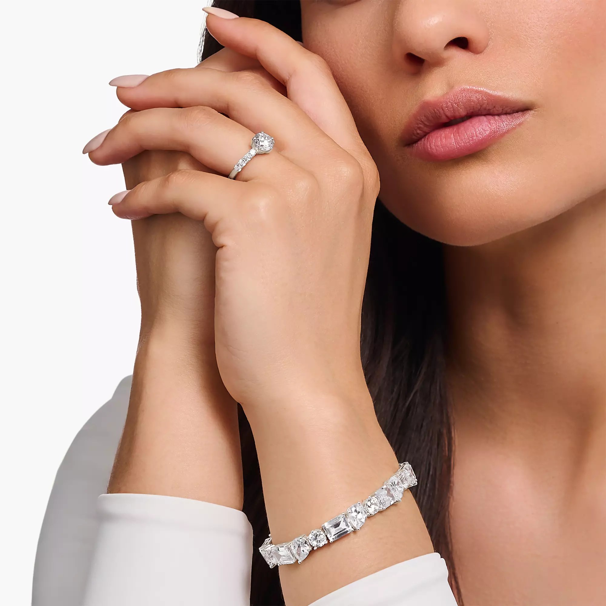 Thomas Sabo Solitärring mit weißen Steinen Silber – Zirkonia – Ansicht 2