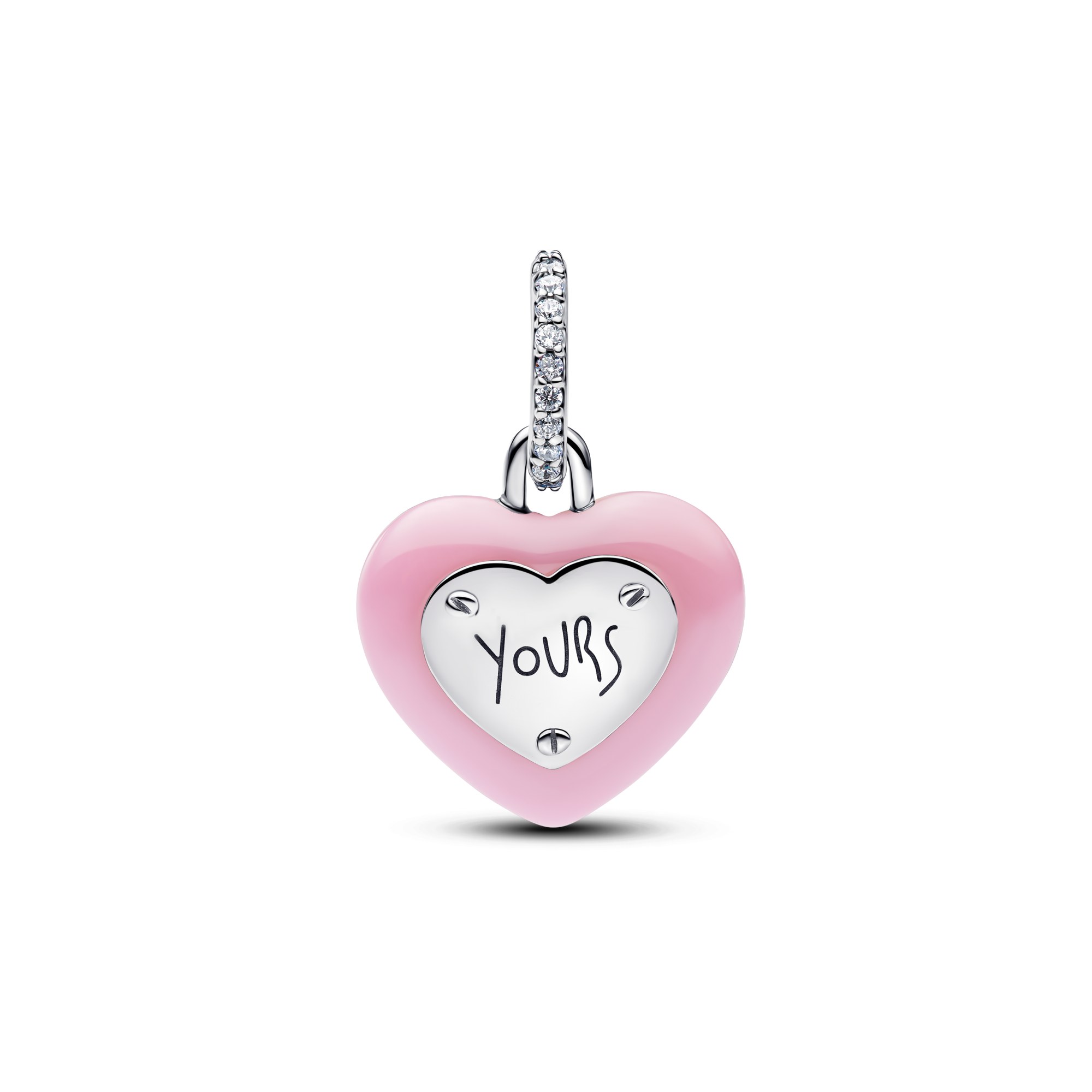 Pandora rosafarbenes Keramik Herzschloss - Charm Anhänger - Silber - Ceramic - Zirkonia - Pink – Ansicht 3