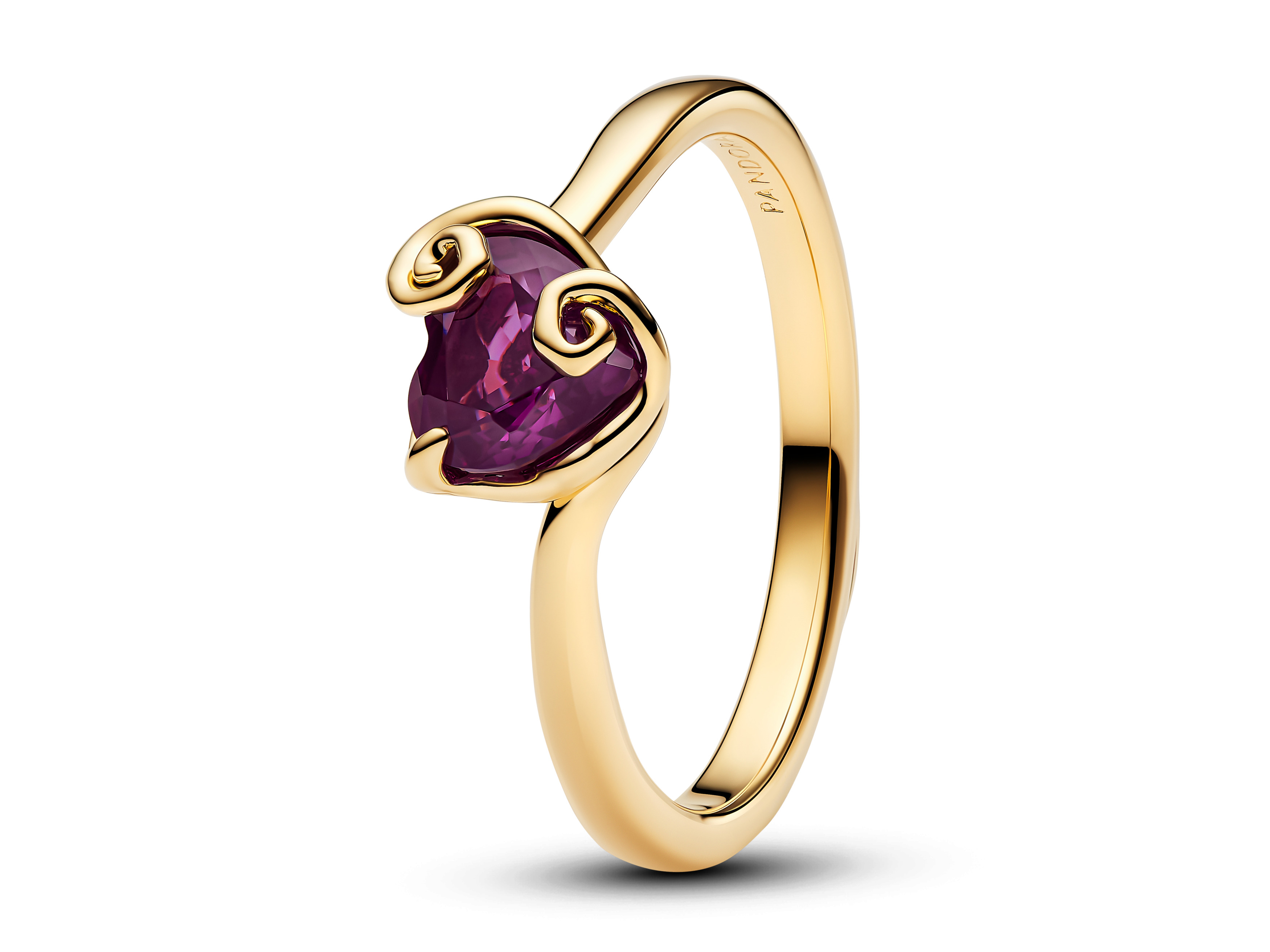 Pandora 164734C01-60 - Disney The Nightmare Before Christmas Sally Lila Herz Ring - Gelbgold Vergoldung - Kristall Lila - Gr. 60
