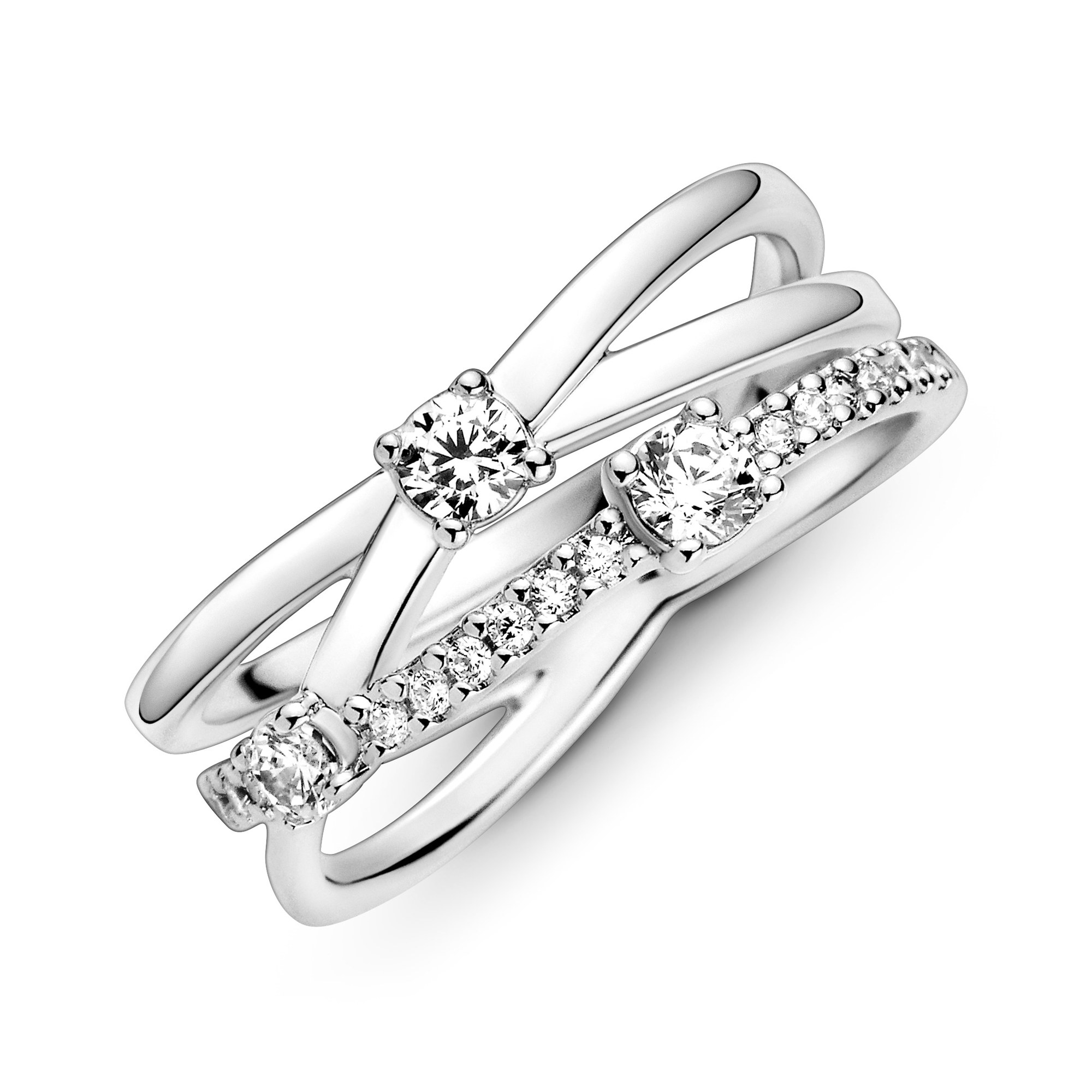 Pandora Funkelnder Dreifach-Ring - Sterling Silber Zirkonia Ansicht 4 – Ansicht 4