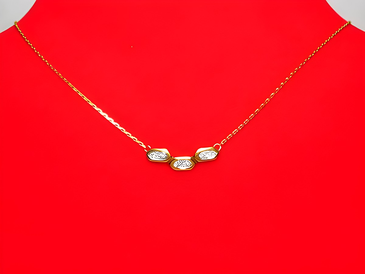 Collier Kette 333 Mittelteil bicolor mit 6 Diamanten in hochwertiger Verarbeitung, 39cm lang, Hersteller Juwelier Harnisch, elegantes Design für besondere Anlässe.