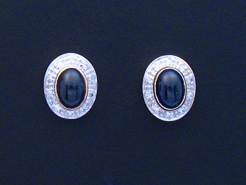 Ohrringe mit Diamant 0,16 ct und Saphir, Gold 585 Ohrstecker, Hersteller Juwelier Harnisch, brillant und elegant, ideal für besondere Anlässe.