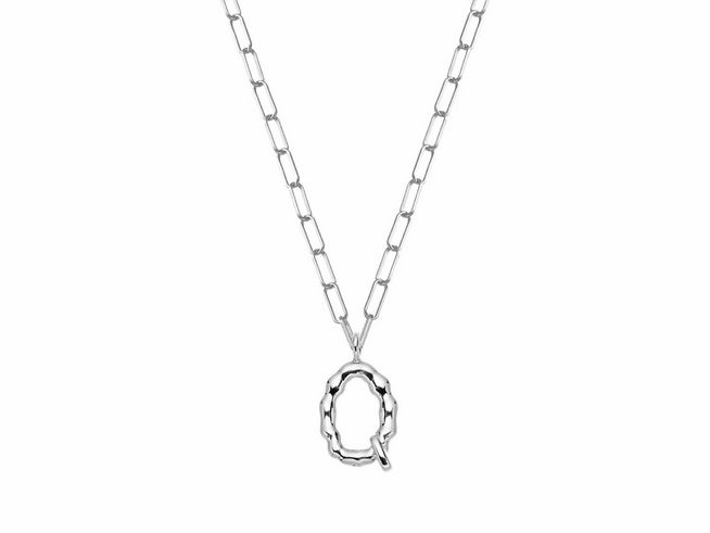 Xenox Sterling Silber Kette XS4150W/Q mit einer Länge von 45 cm, ausgestattet mit einem stilvollen Buchstaben Q als Anhänger, elegantes Design für jeden Anlass.