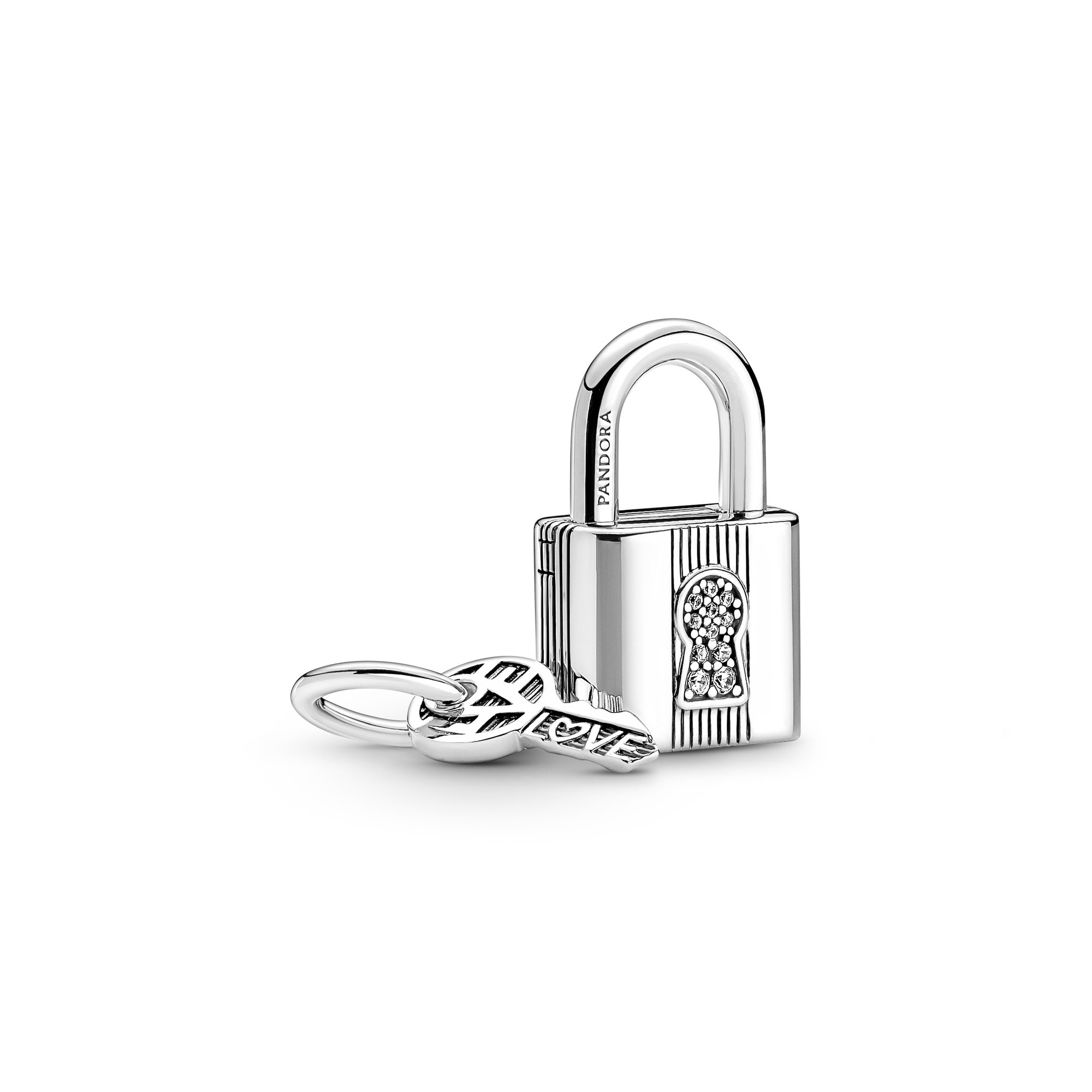 Pandora Vorhängeschloss & Schlüssel Charm beweglich - Silber - Zirkonia