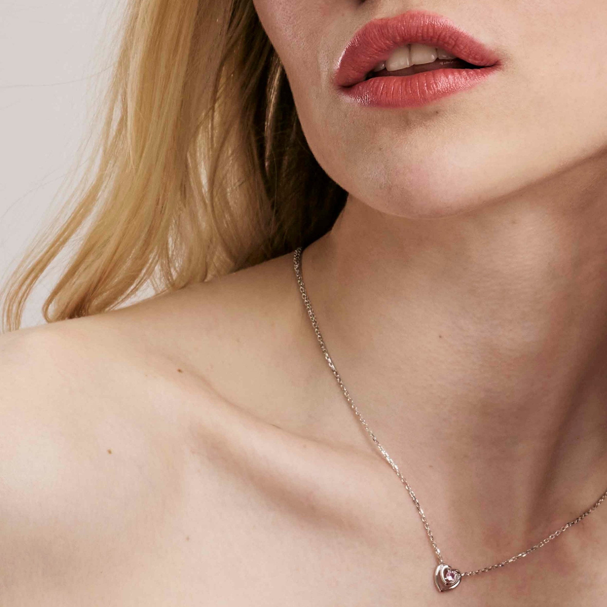 Nomination COSMICLOVE Halskette aus Sterling Silber - Zirkonia verzierter Herz - Anhänger - ROSA - 38-42 cm verstellbar – Ansicht 2