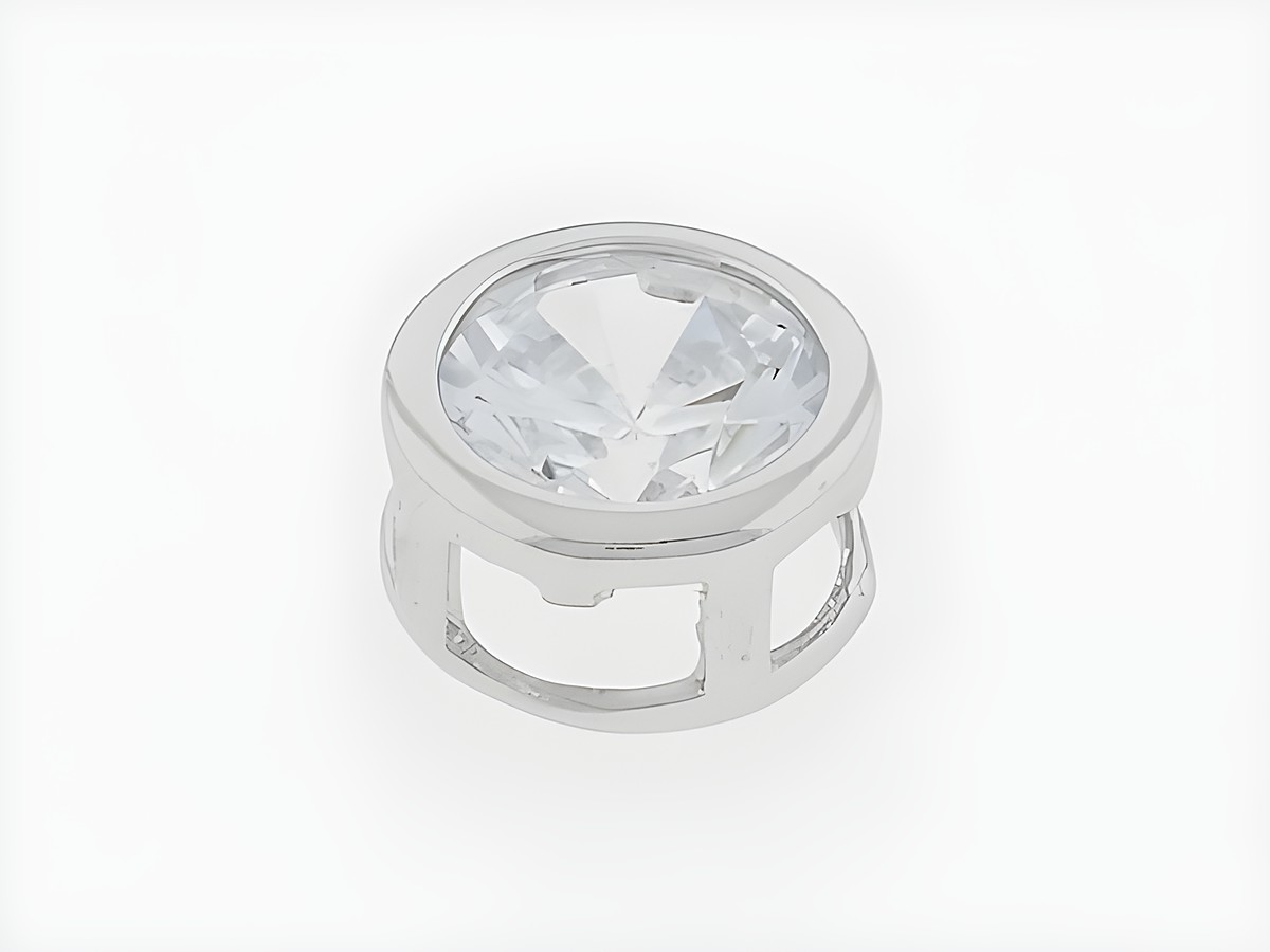 Silber Anhänger rund aus hochwertigem Silber, glamouröses Design mit klarem Zirkonia, Hersteller Juwelier Harnisch, ideal für eleganten Schmuck.