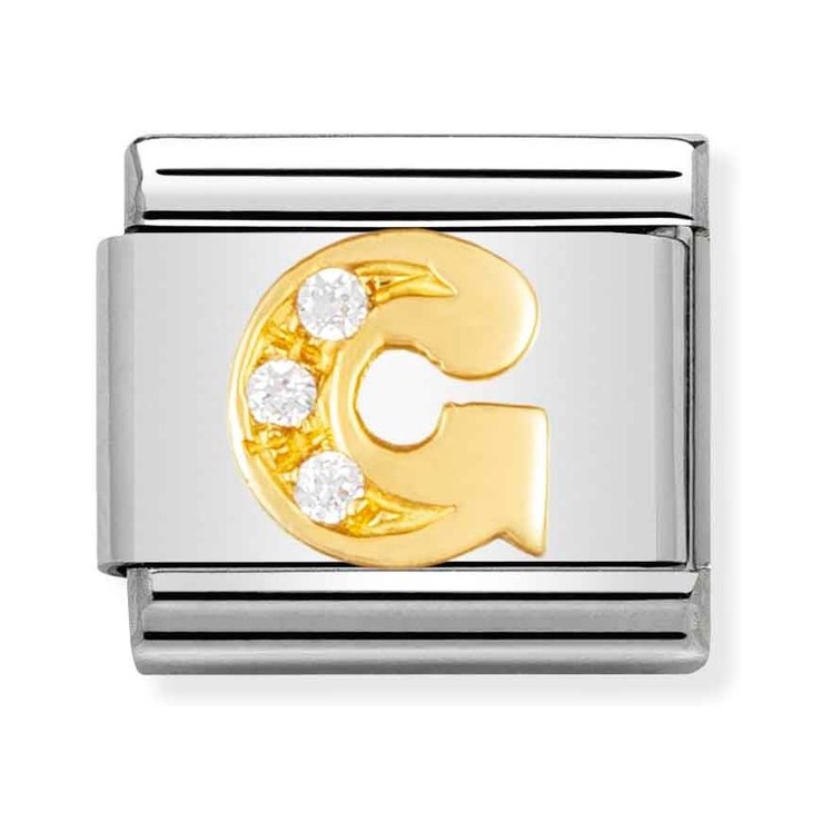 Nomination Composable Classic Charm Buchstabe G - Edelstahl, Gold 750 Gelbgold, Zirkonia