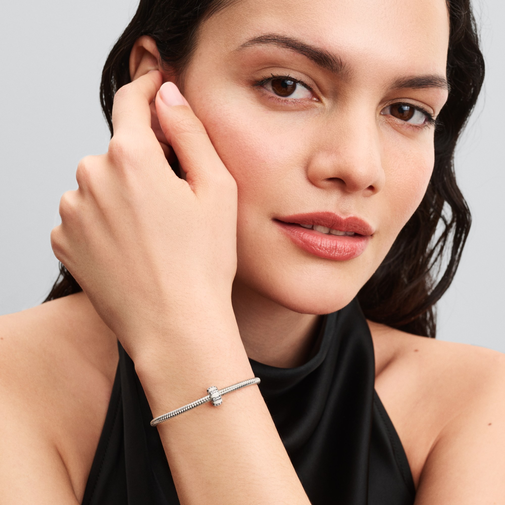 Pandora Clip - Stopper - Steine & Emaille - Sterling Silber - Zirkonia Weiß – Ansicht 3