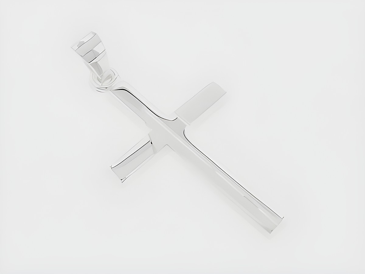 Kreuz Silber Anhänger modisch elegant teilmattiert diamantiert Hersteller Juwelier Harnisch mit Muster, ideal als Schmuckstück für besondere Anlässe oder den Alltag.