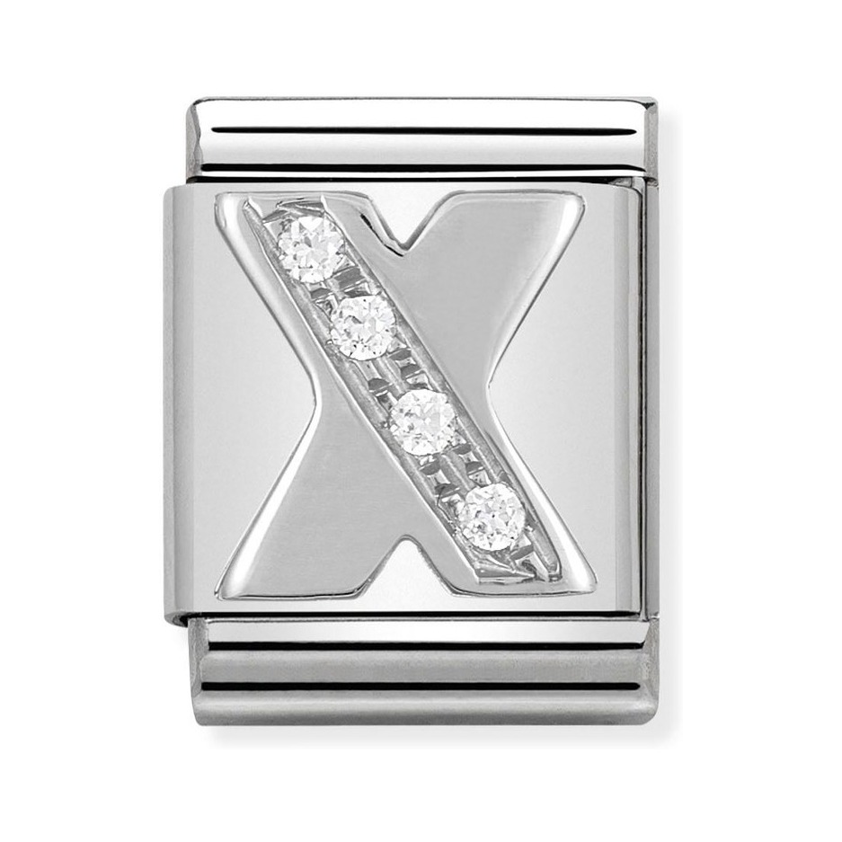 Nomination Composable Big Charm Buchstabe X - Silber 925, Zirkonia