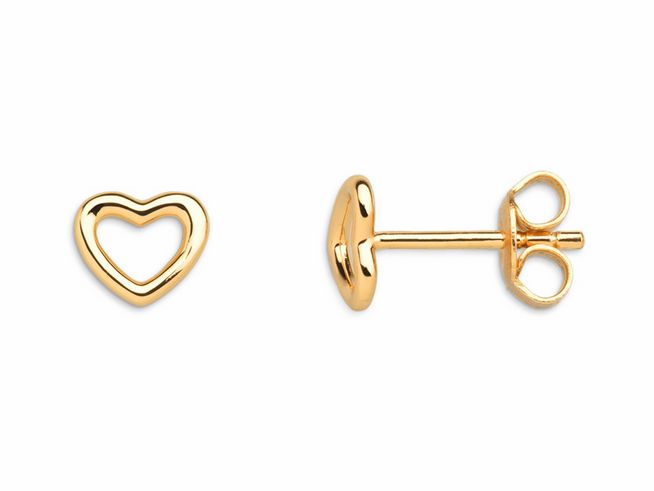 Xenox Sterling Silber Ohrringe XS1759G LOVE STORY-OS in gelbgold vergoldet mit Herz-Design für klassischen Ohrschmuck. Ideal für romantische Anlässe und als Geschenk.