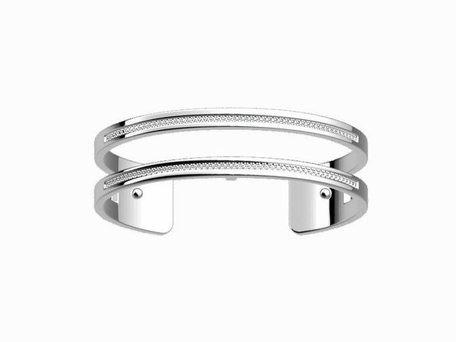 Armreif von Les Georgettes in Silber mit zwei klaren Zirkoniastreifen, 14 mm breit, elegantes Design, ideal für den stilvollen Look.