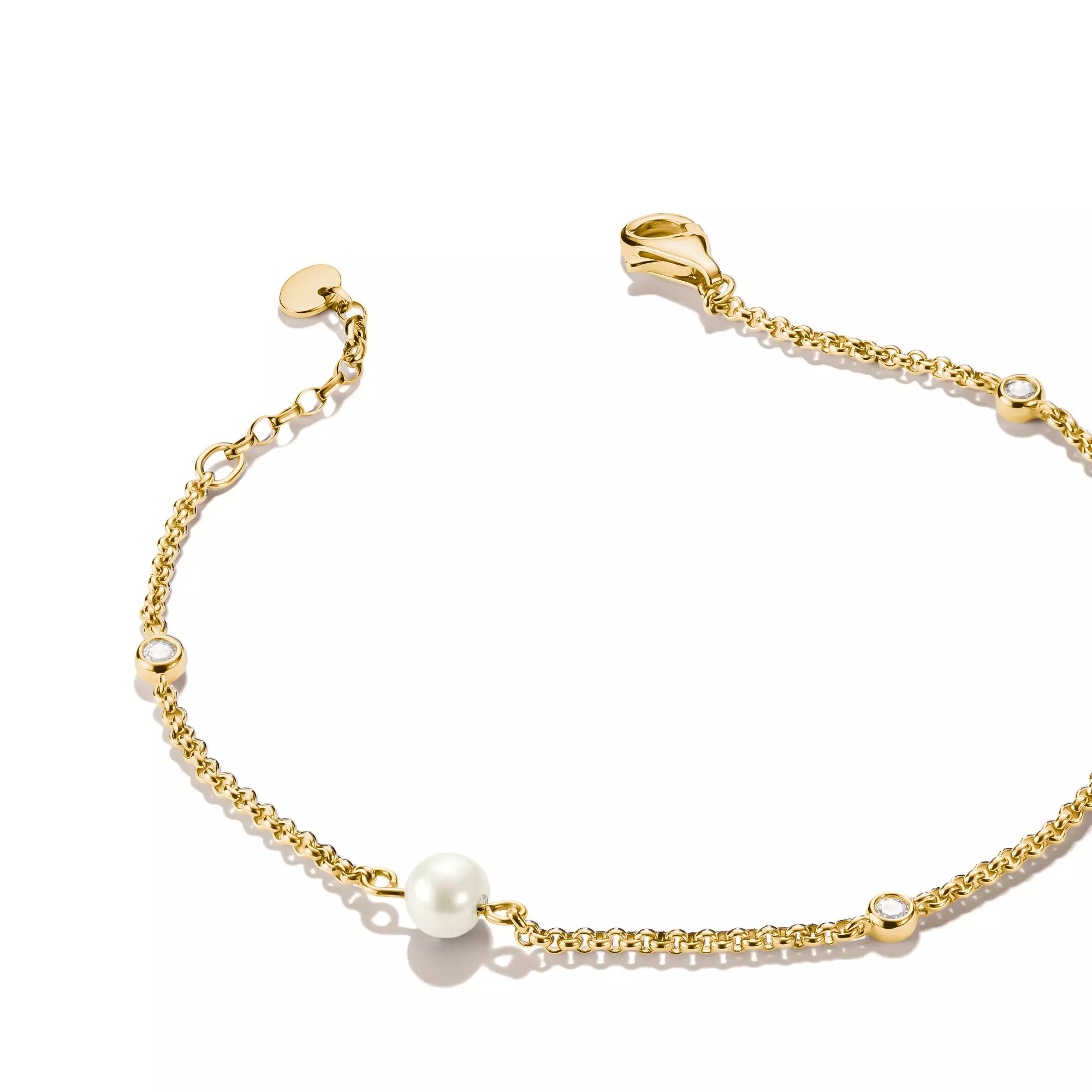 Thomas Sabo Armband mit Perlen und weißem Zirkonia – vergoldet – 19 cm – 5 mm hoch – Ansicht 2