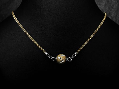 Silber Kette - Venezia vergoldet - rhodiniert - 46 cm, von Juwelier Harnisch mit Magnetverschluss, elegant und modern, perfekt für jeden Anlass, präsentiert auf einer dunklen Unterlage.