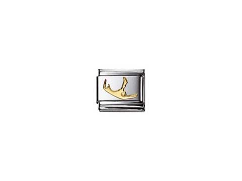 Eine silberne Charm-Element mit einem goldenen, stilisierten Motiv einer Muschel, ideal für Armbänder von Nomination Classic Deutschland Sylt.