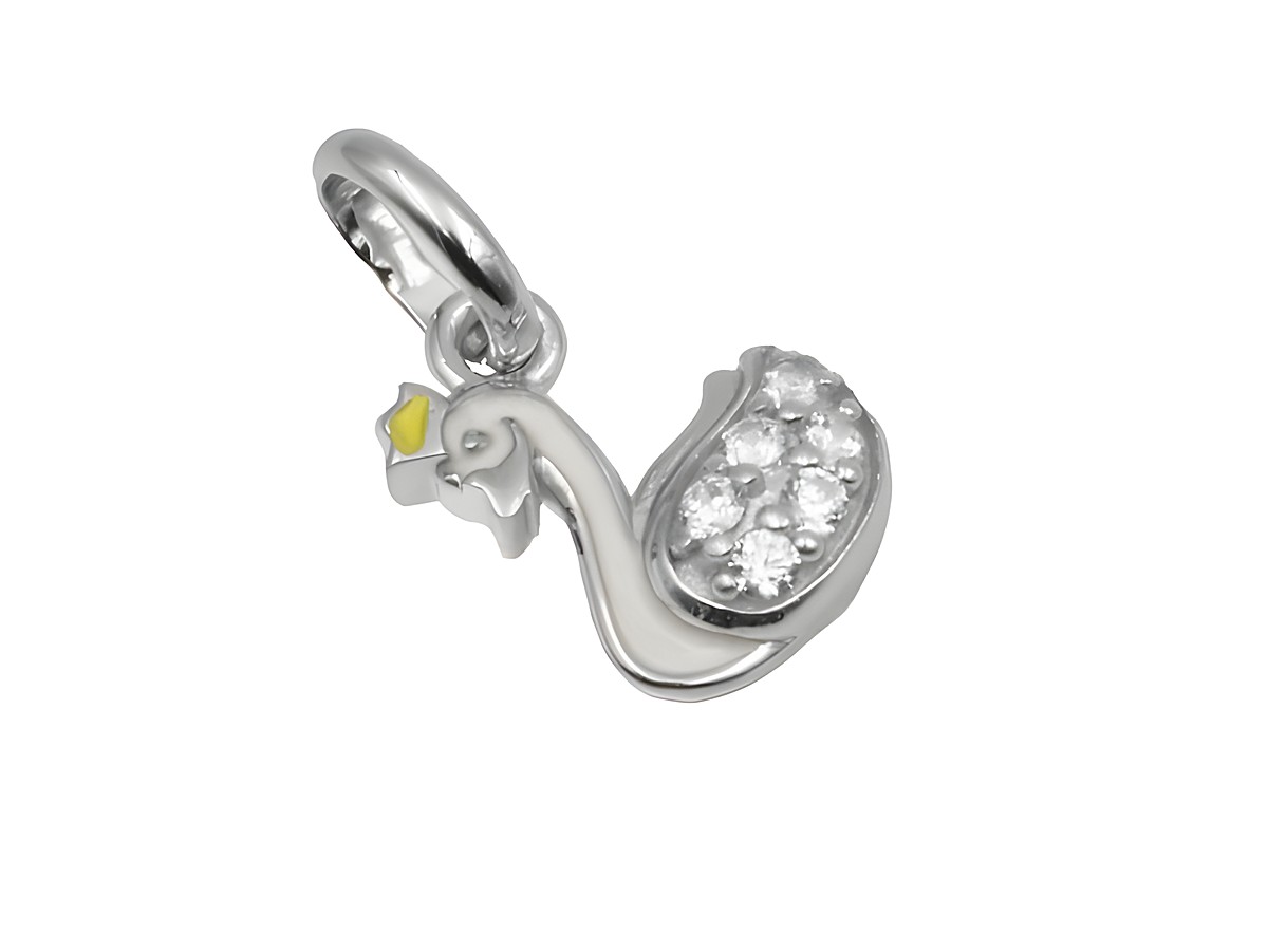 Schwan Anhänger aus 925 Sterling Silber, poliert und rhodiniert, verziert mit Zirkonia, empfohlen für Kinder, Hersteller Juwelier Harnisch.