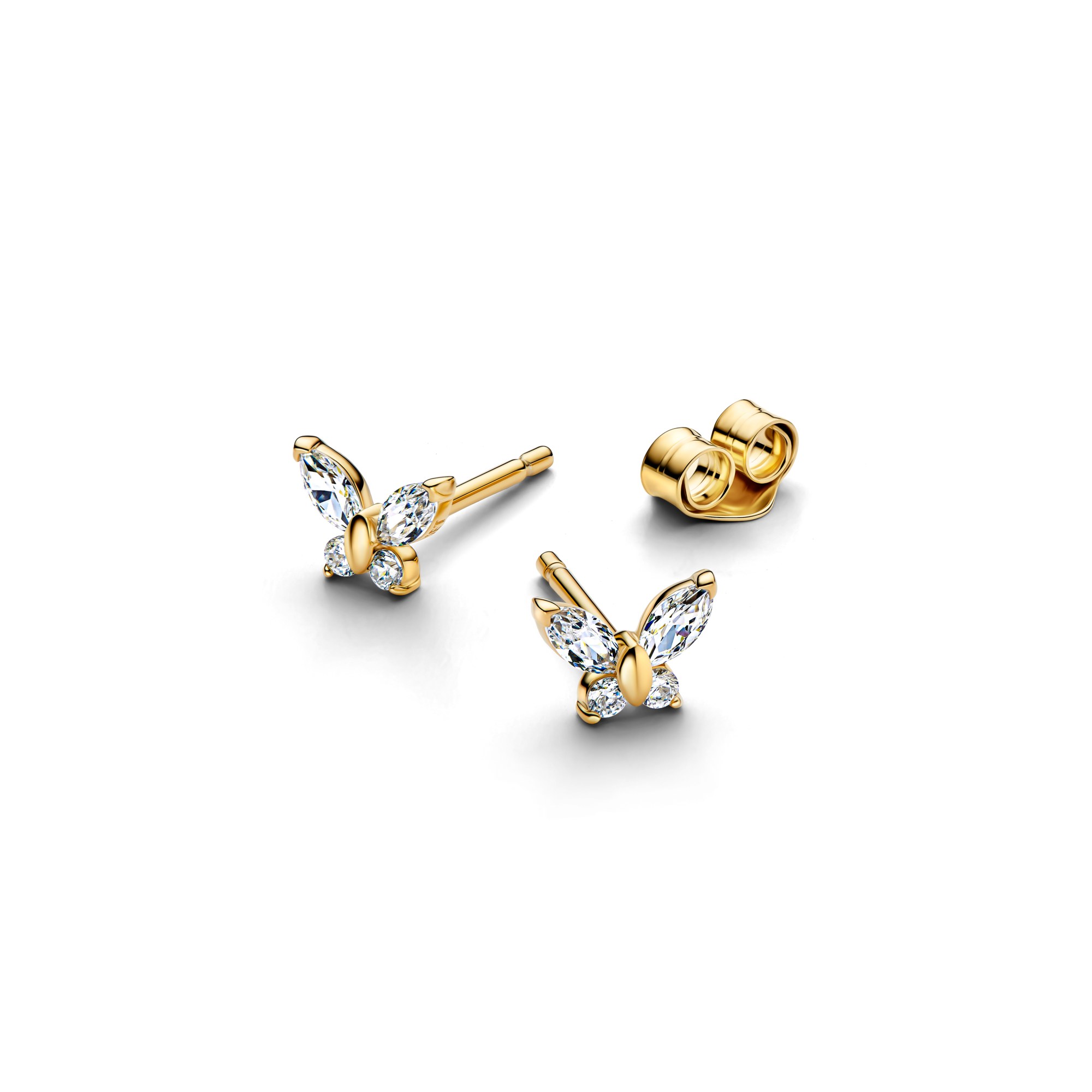 Pandora Schmetterling Ohrstecker - Gelbgold Vergoldung - Zirkonia – Ansicht 2