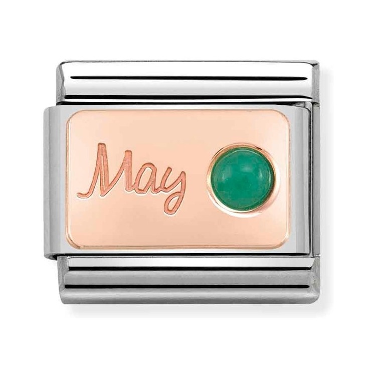 Nomination Composable Classic Charm Monatsstein Mai Smaragd - Edelstahl, Gold 375 Roségold