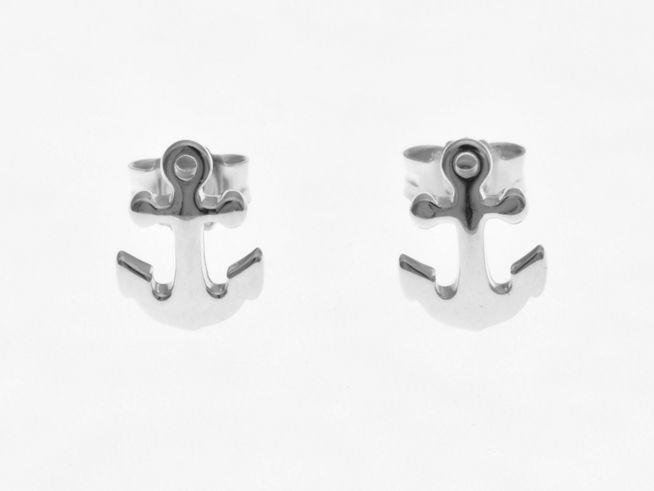 Anker Ohrstecker aus Weißgold 585 im maritimen Design ohne Stein, hergestellt von Juwelier Harnisch, ideal für einen eleganten und stilvollen Auftritt.