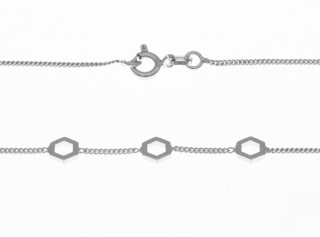 302541-0 Silberkette aus Sterling Silber rhodiniert in Panzerketten-Optik mit Prismaelementen, Länge 40 cm, Hersteller Juwelier Harnisch, weitere Kettenmuster erhältlich.