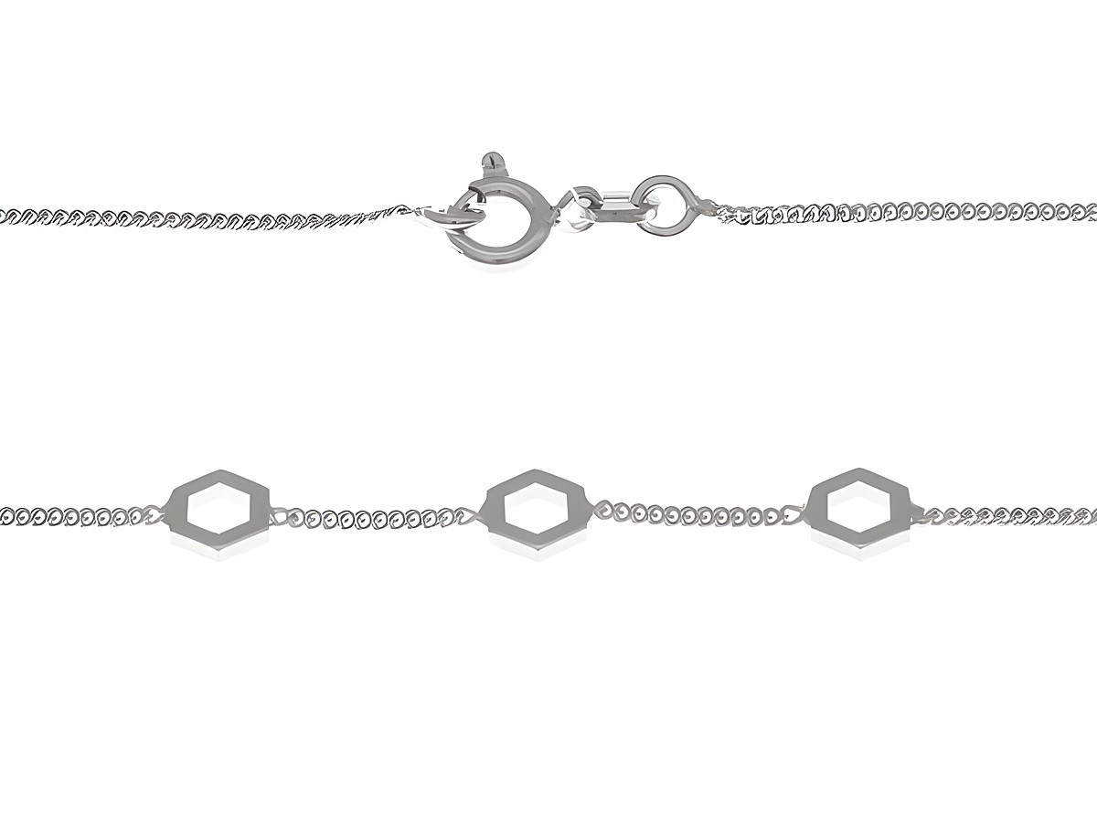 Silberkette aus Sterling Silber rhodiniert in Panzerketten-Optik mit Prismaelementen, Länge 40 cm, Hersteller Juwelier Harnisch, weitere Kettenmuster erhältlich.