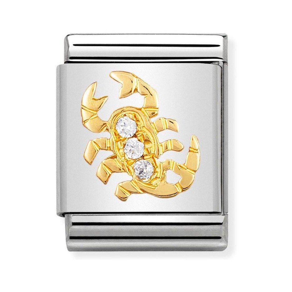 Nomination Composable Big Charm Sternzeichen Skorpion - Edelstahl, Gold 750 Gelbgold, Zirkonia
