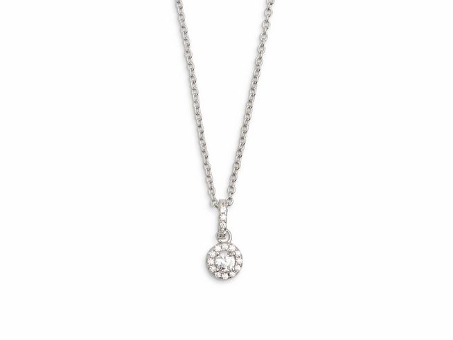 Xenox Sterling Silber Kette XS7360 mit einem eleganten Anhänger in Form eines eindrucksvollen Rings aus funkelnden Steinen, perfekte Ergänzung für jede Garderobe.