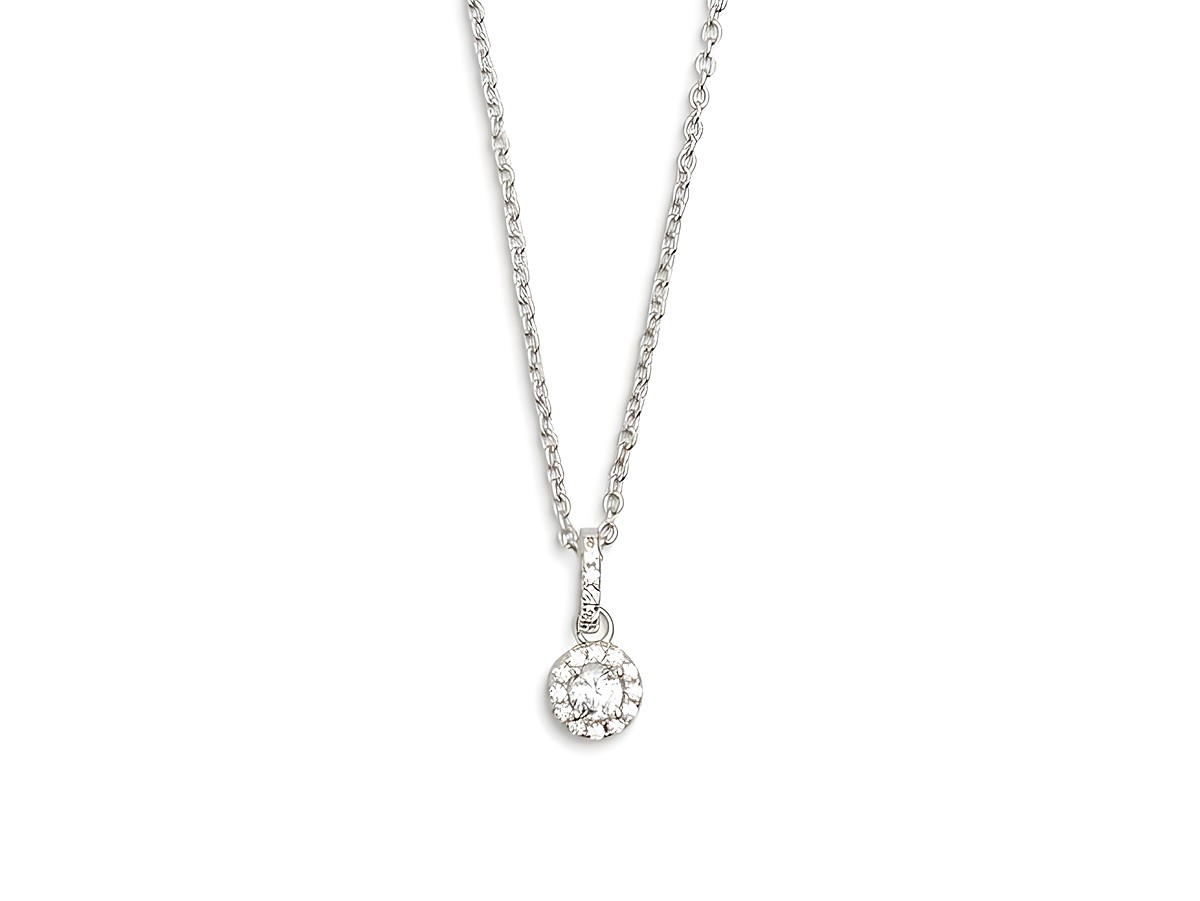 Xenox Sterling Silber Kette XS7360 mit einem eleganten Anhänger in Form eines eindrucksvollen Rings aus funkelnden Steinen, perfekte Ergänzung für jede Garderobe.