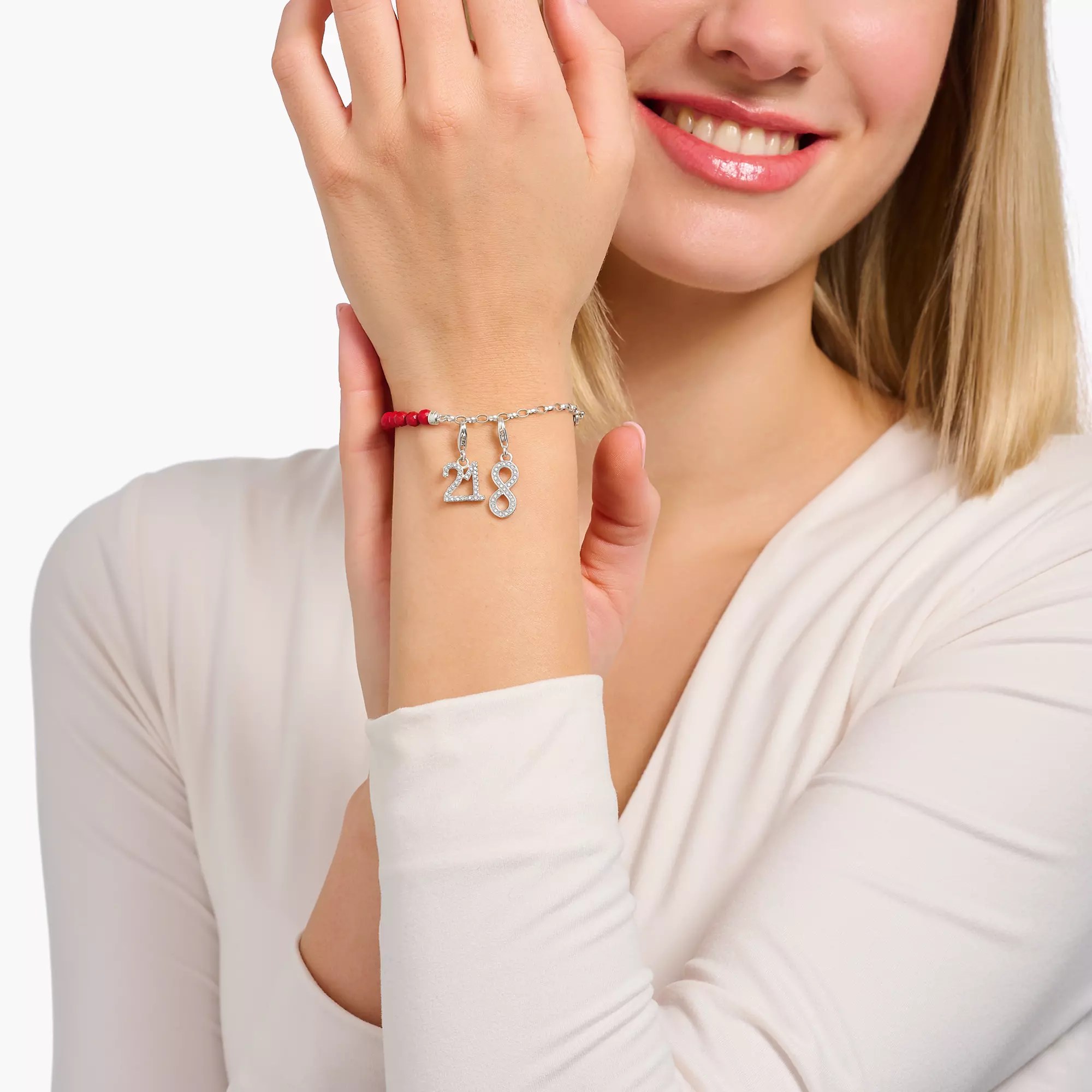Thomas Sabo Charm-Anhänger - Zahl 21 - Silber & Zirkonia – Ansicht 2