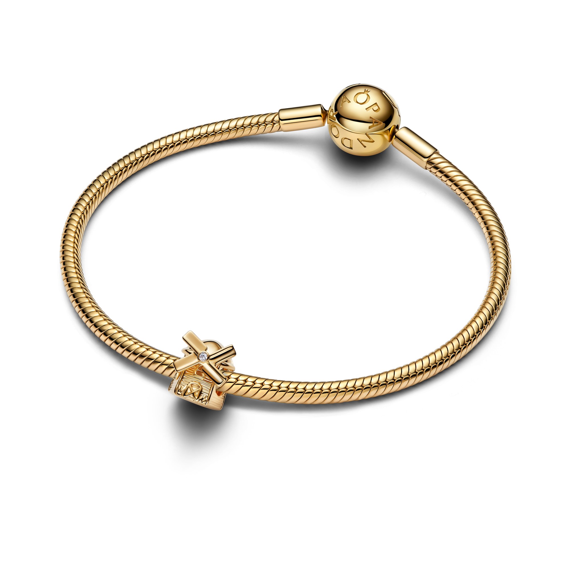 Pandora Windmühlen-Charm Zirkonia - Gelbgold Vergoldung – Ansicht 2